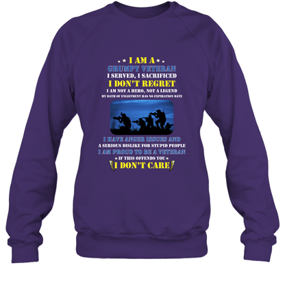 I Am A Grumpy Veteran I Served I Sacrificed I Dont Regret Shirt Sweatshirt Purple