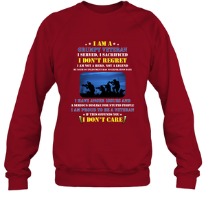 I Am A Grumpy Veteran I Served I Sacrificed I Dont Regret ShirtUnisex Fleece Pullover Sweatshirt