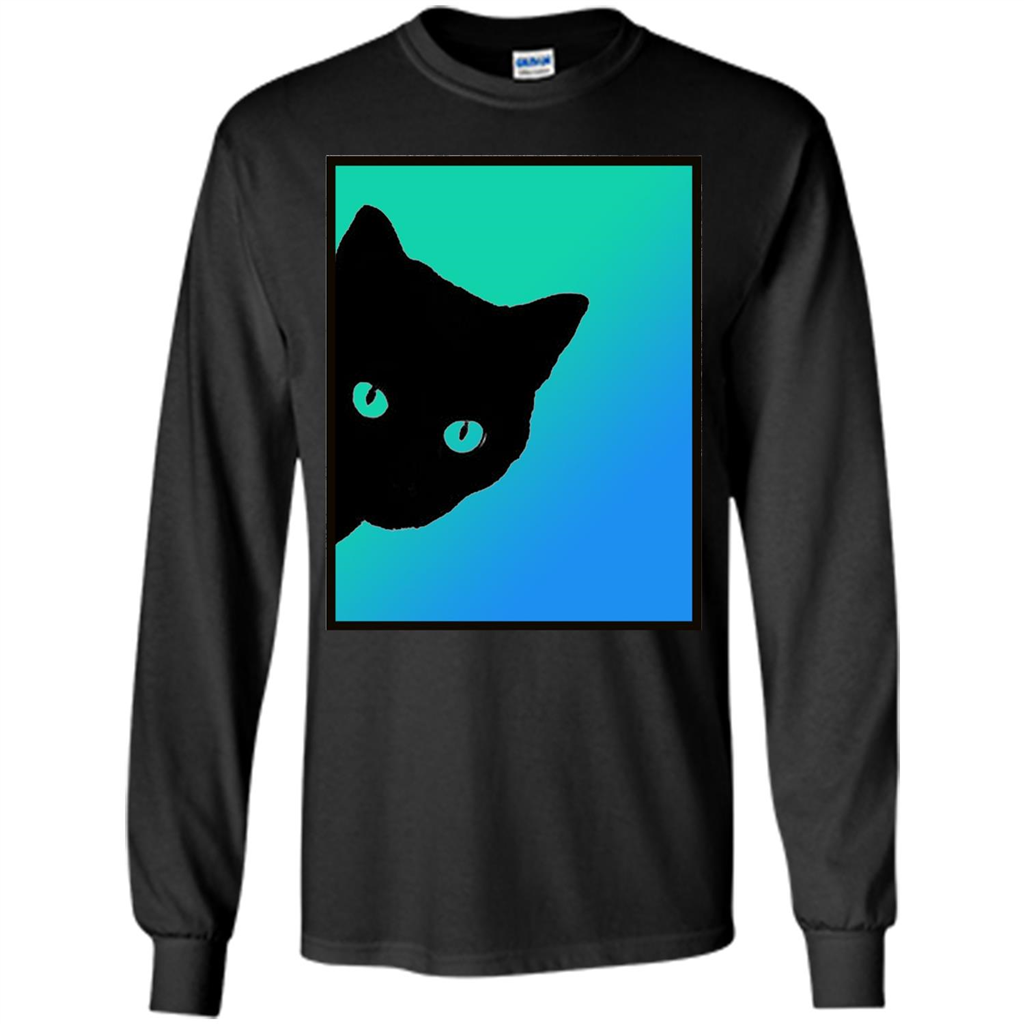 Cat Lover T-shirt Black Cat Blue Green T-shirt Black