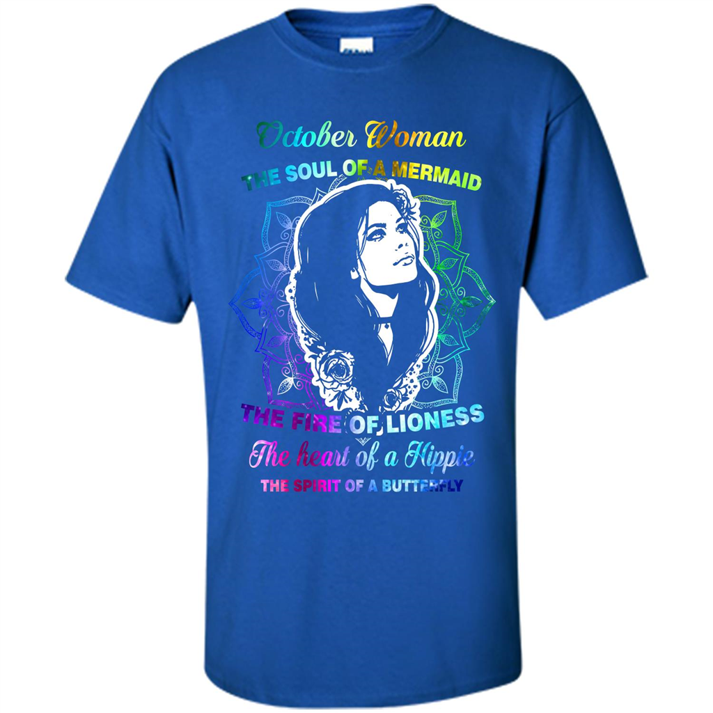 October Woman T-shirt The Heart Of A Hippie Royal