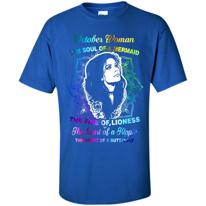 October Woman T-shirt The Heart Of A Hippie Royal