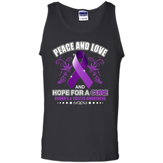Peace And Love And Hope For A Cure Crohn's and Colitis Awareness T-shirt Black