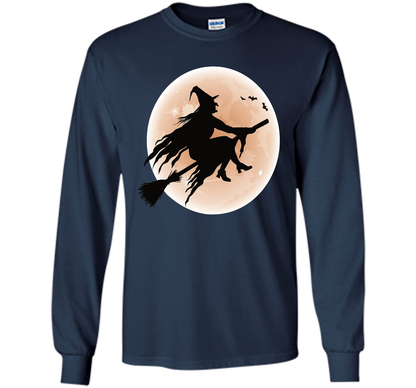 Halloween Full Moon Witch T-Shirt shirt Navy
