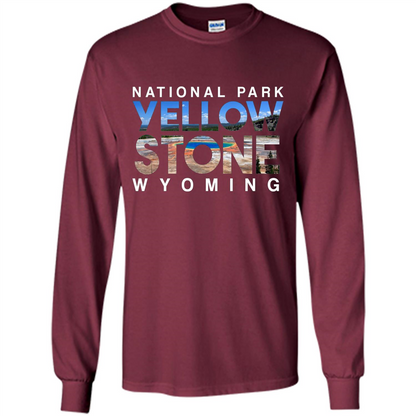 National Park Yellowstone Yellow Stone Photo Wyoming T-shirt Maroon