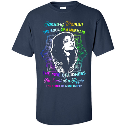 January Woman T-shirt The Heart Of A Hippie Navy
