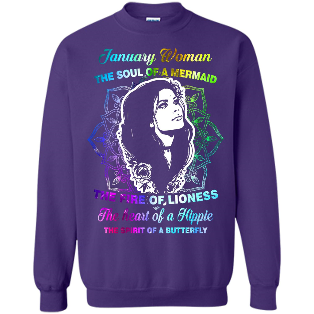 January Woman T-shirt The Heart Of A Hippie Purple