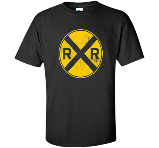Railroad Train Crossing Warning Shirt Train Worker Engineer shirt Black