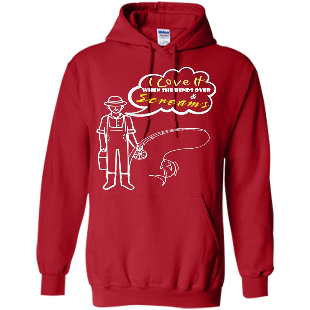 Fishing T-shirt I Love It When She Bends And Scream Red