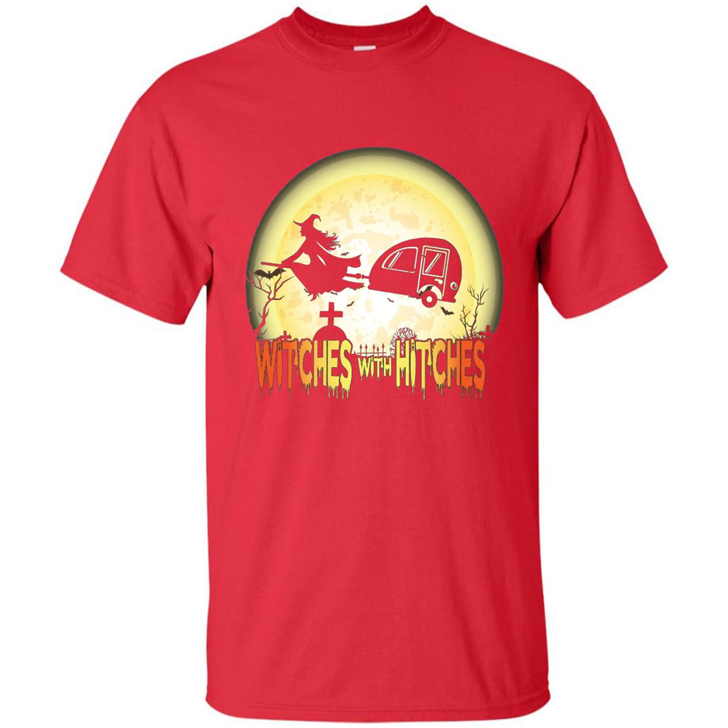 Witches With Hitches Camping Funny T-shirt Halloween T-shirt Red