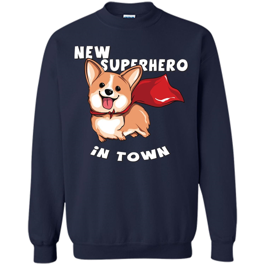 Corgi Doggy T-Shirt New Superhero In Town T-shirt Navy