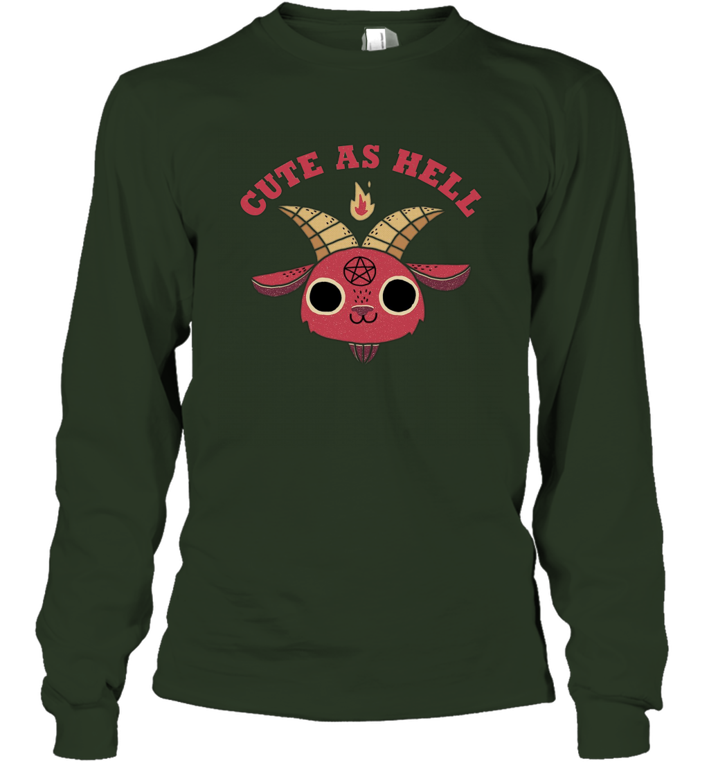 Cute As Hell Long Sleeve T-Shirt Long Sleeve T-Shirt Forest Green