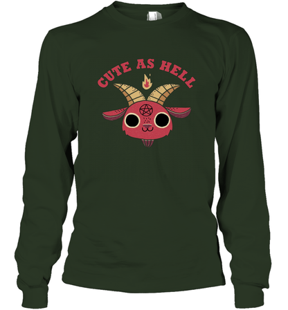 Cute As Hell Long Sleeve T-Shirt Long Sleeve T-Shirt Forest Green