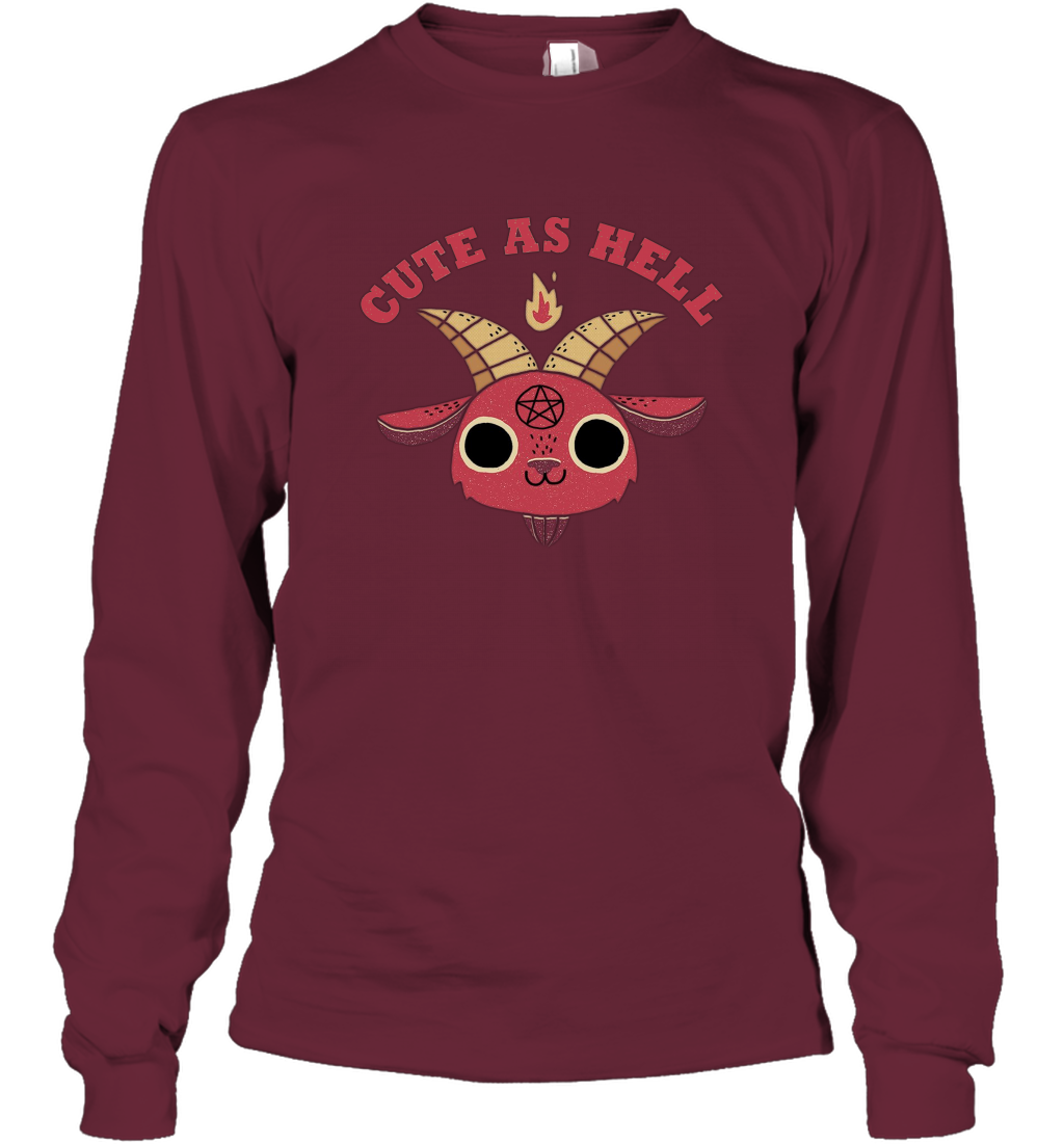 Cute As Hell Long Sleeve T-Shirt Long Sleeve T-Shirt Maroon