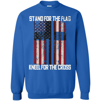 American T-shirt Stand For The Flag Kneel For The Cross Royal