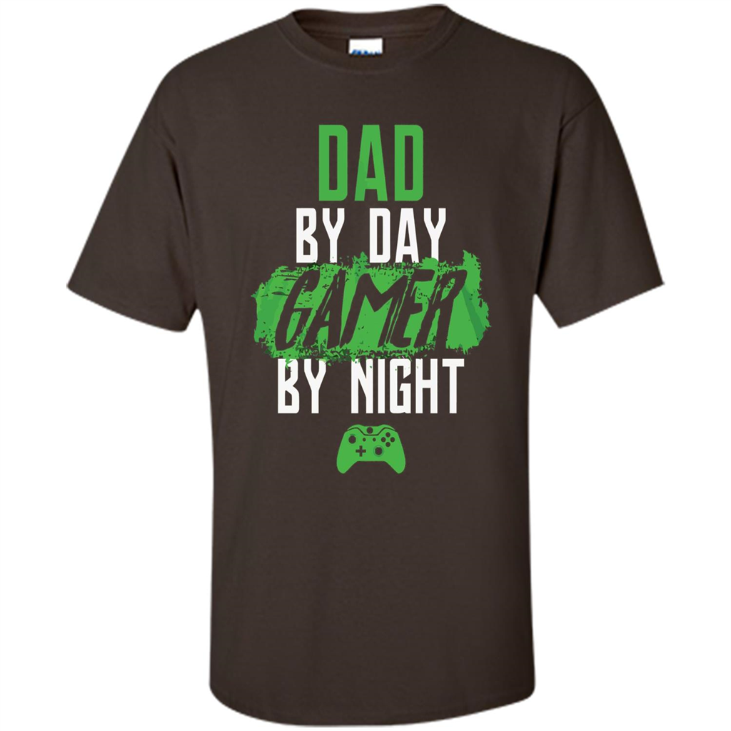 Fathers Day T-shirt Dad By Day Gamer By Night Video Game Dark Chocolate