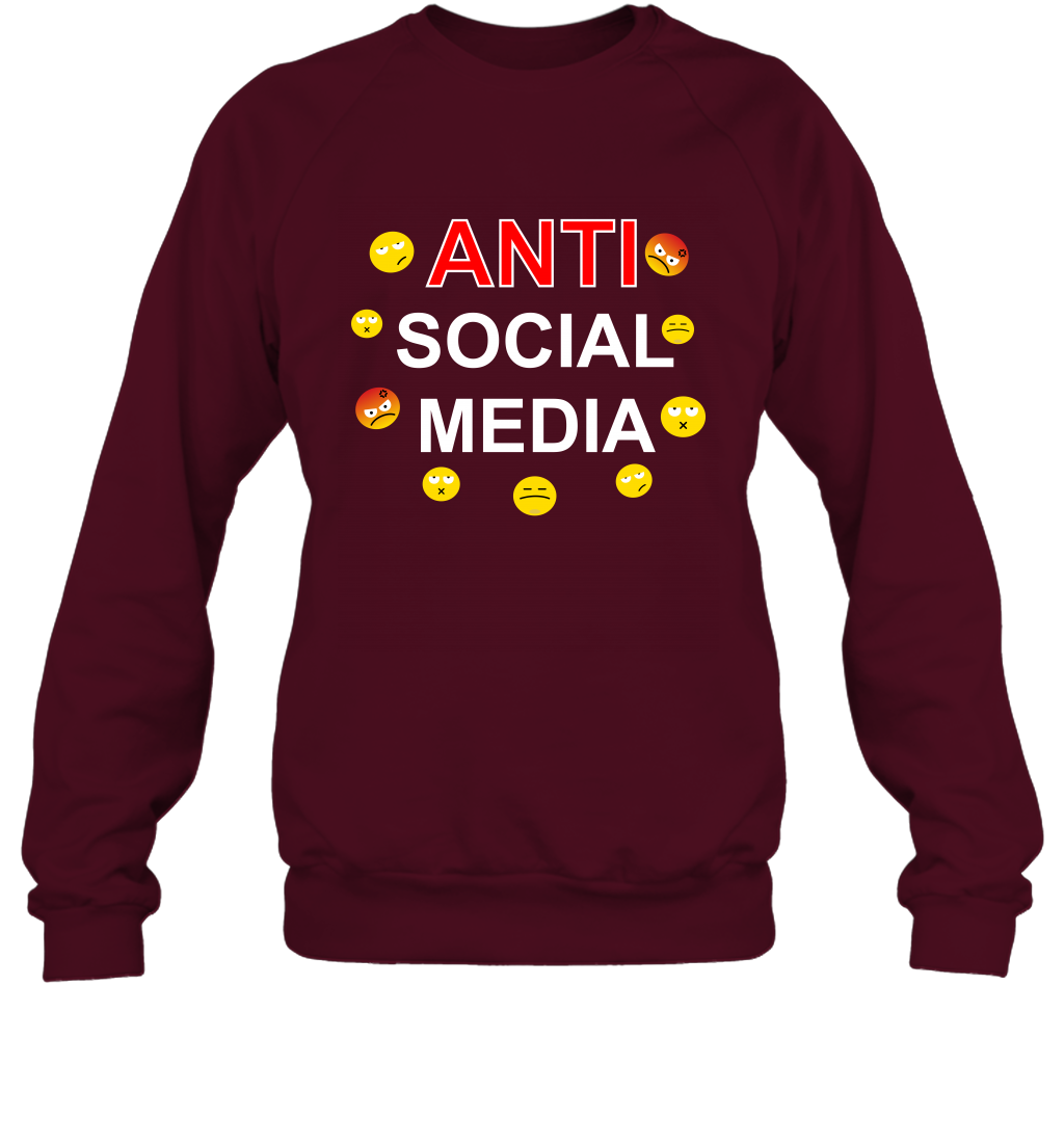 Anti Social Media Shirt Sweatshirt Sweatshirt Maroon