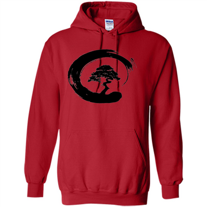 Bonsai Tree in Enso Circle - Buddhist Zen Calligraphy t-hirt Red