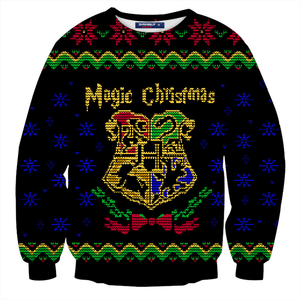 Magic Christmas Hogwarts Logo Harry Potter Ugly Christmas 3D Sweater
