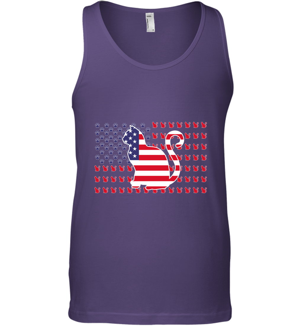 American Flag Cats Lovers Shirt Tank Top Purple