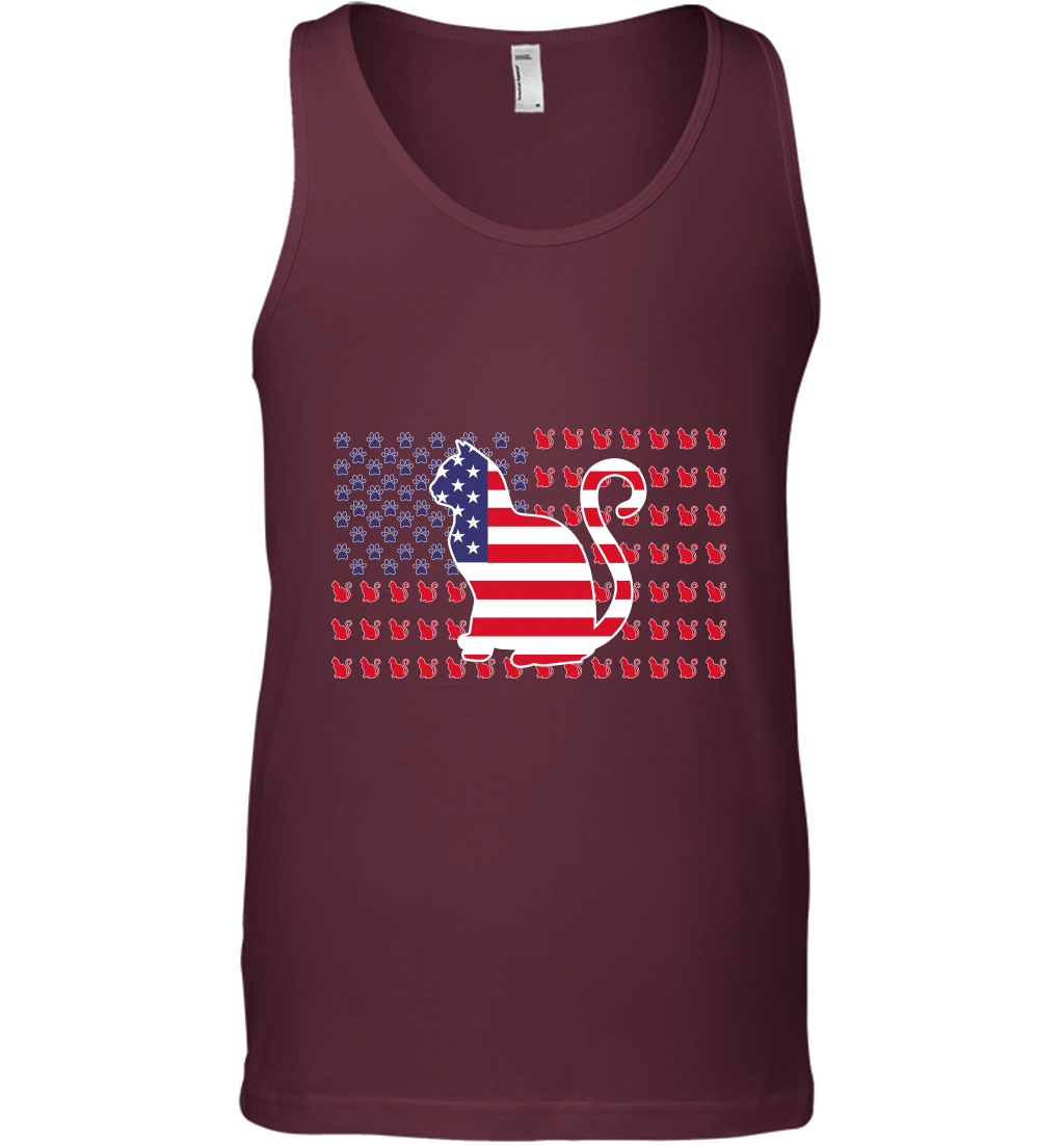American Flag Cats Lovers Shirt Tank Top Maroon