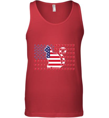 American Flag Cats Lovers Shirt Tank Top Red