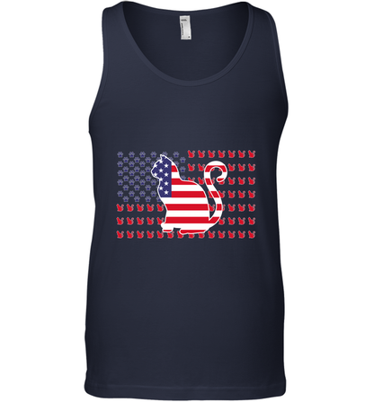 American Flag Cats Lovers Shirt Tank Top Navy