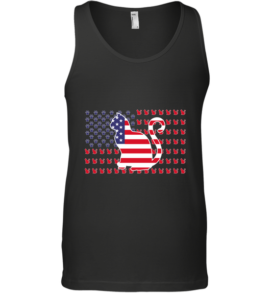 American Flag Cats Lovers Shirt Tank Top Black