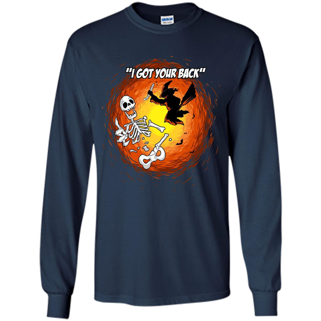 Funny Witch Skeleton Halloween 2017 I Got Your Back T-shirt Navy