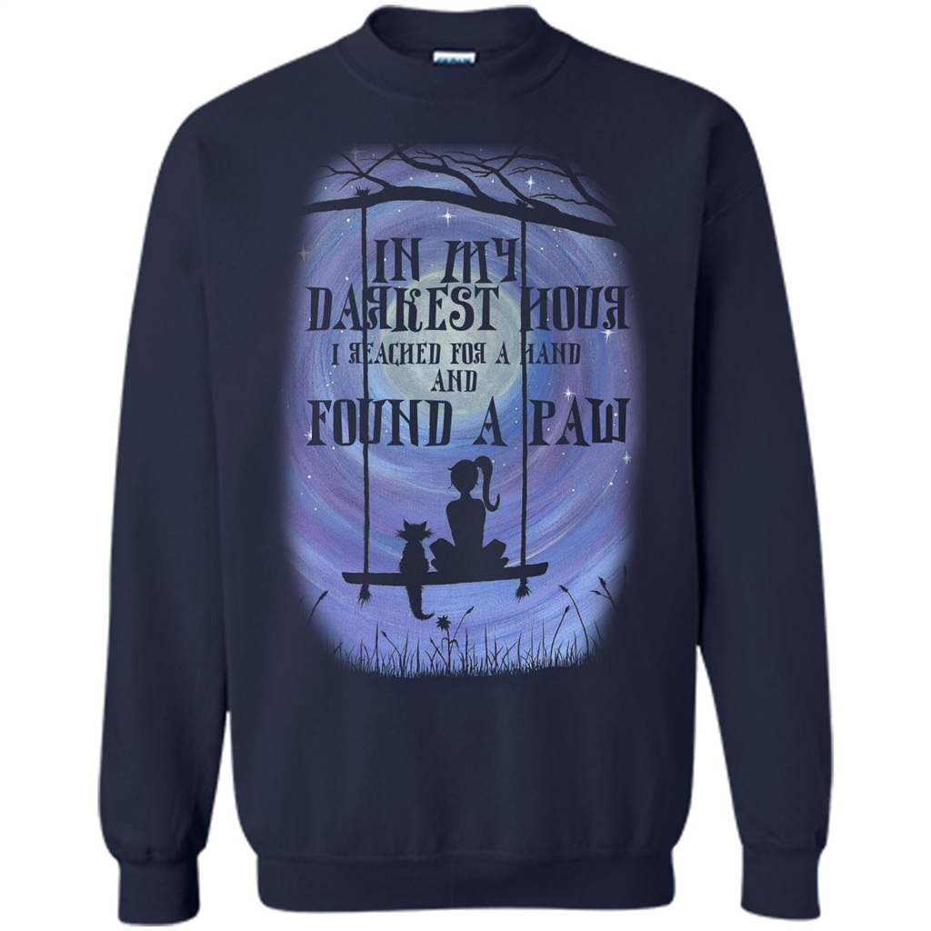 Cat Lover. In My Darkest Hour I Reached For A Hand T-shirt Navy