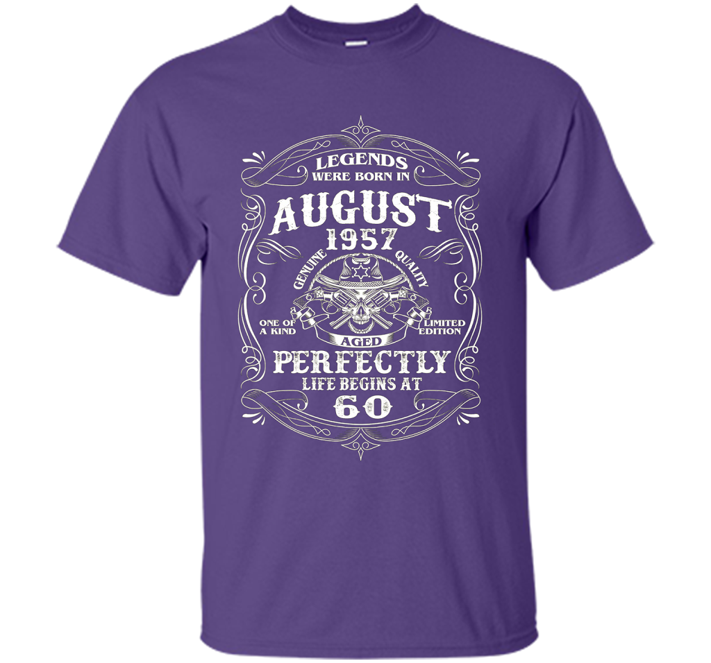 Legends Were Born In August 1957- Life begin at 60 T-shirt t-shirt Purple