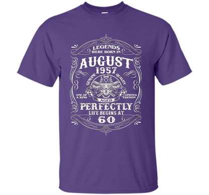 Legends Were Born In August 1957- Life begin at 60 T-shirt t-shirt Purple