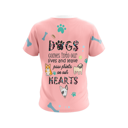 Dogs Comes Into Our Lives And Leave Paw Prints On Our Hearts Unisex 3D T-shirt