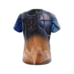 Witching Hour Black Cat Halloween Unisex 3D T-shirt