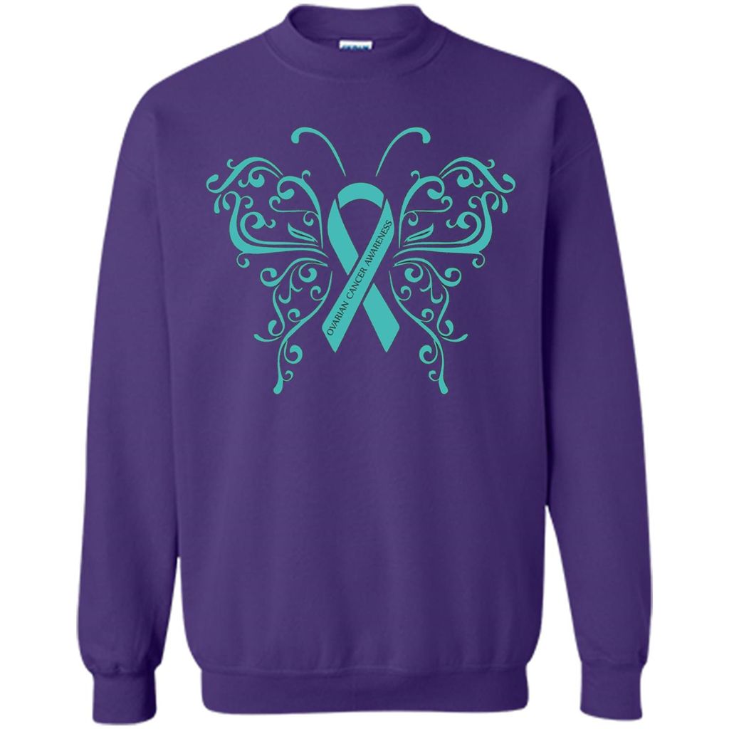 Ovarian Cancer Awareness Butterfly T-Shirt Purple