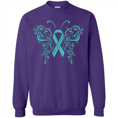Ovarian Cancer Awareness Butterfly T-Shirt Purple