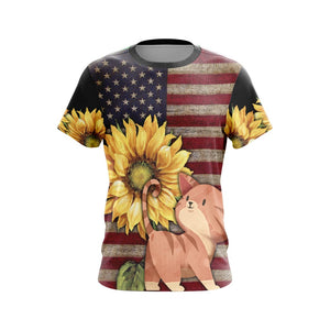 Cat Sunflower Unisex 3D T-shirt