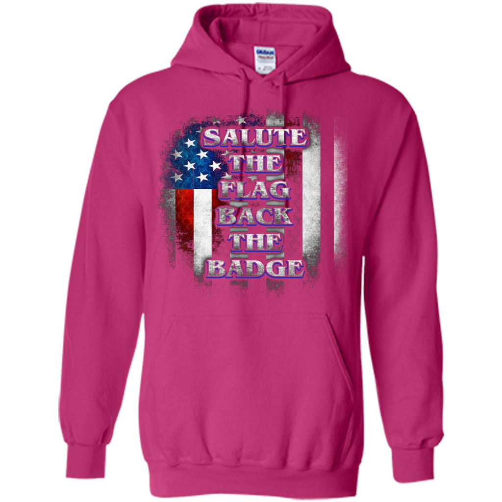 America Flag T-shirt Salute The Flag Back The Badge T-shirt Heliconia