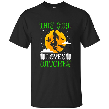 This Girl Loves Witches Witch Halloween T-Shirt Black