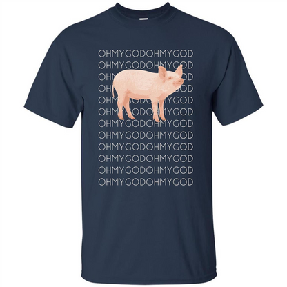 Oh My God Pig T-shirt Cute Pig T-shirt Navy