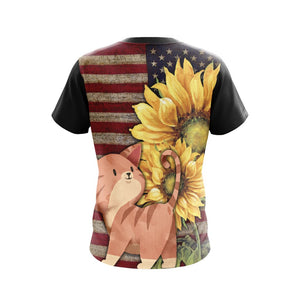 Cat Sunflower Unisex 3D T-shirt