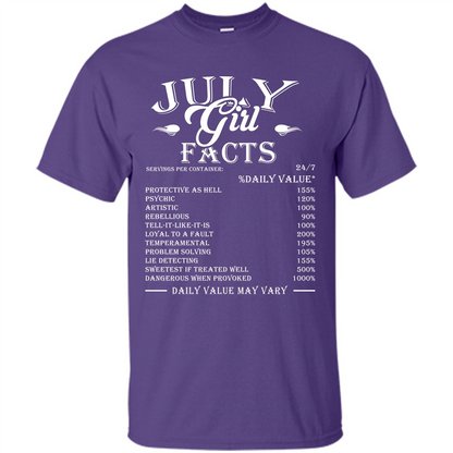 July Girl Facts T-shirt Purple
