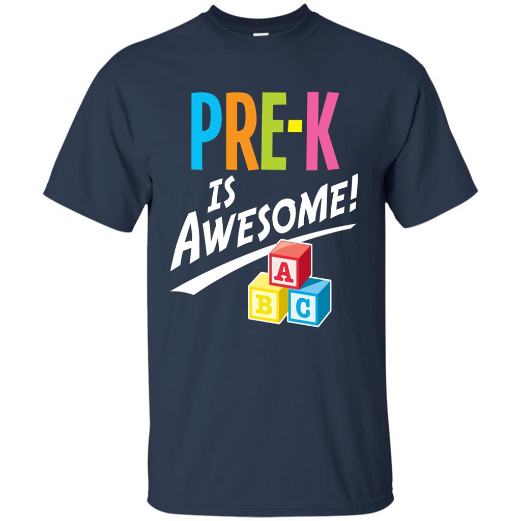 School Teacher T-shirt Pre-K Is Awesome ABC Blocks T-shirt Navy