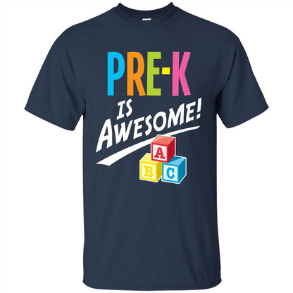 School Teacher T-shirt Pre-K Is Awesome ABC Blocks T-shirt Navy