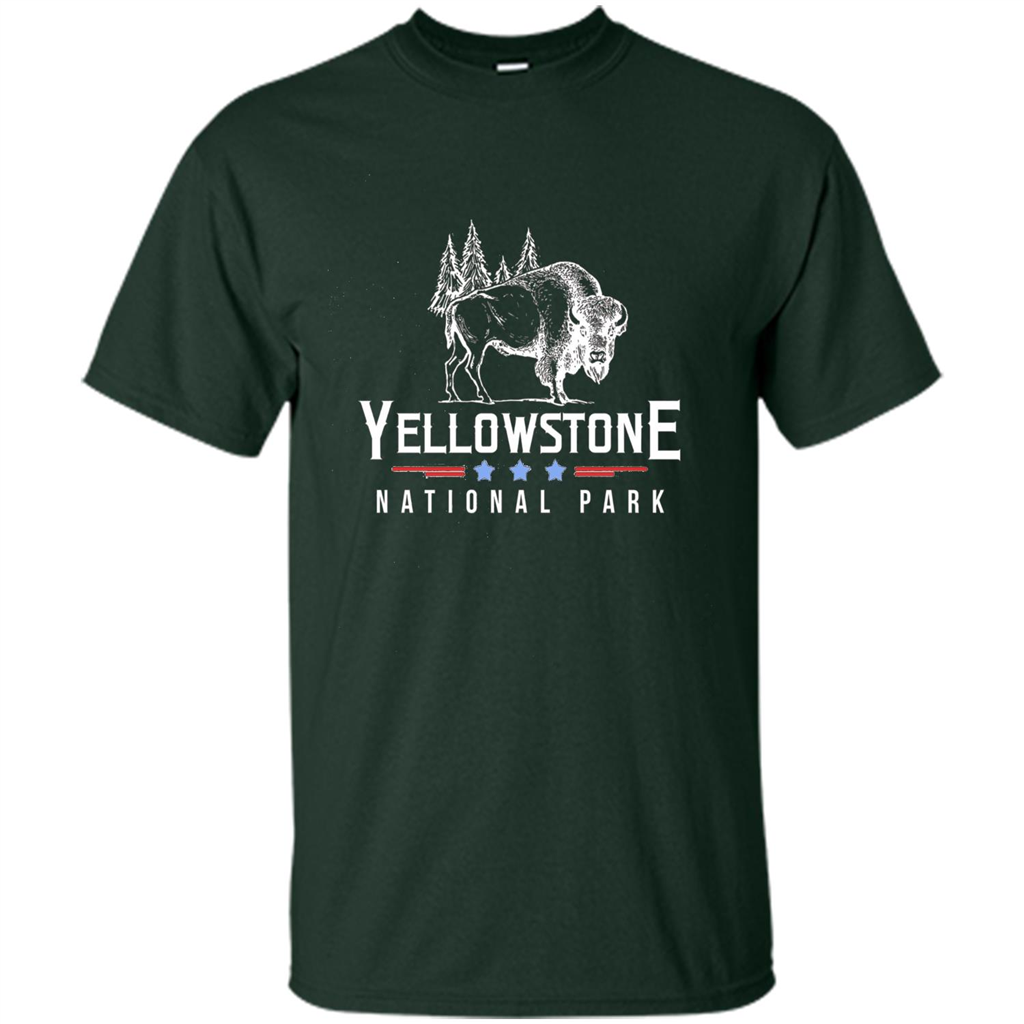 Yellowstone National Park Wyoming Buffalo T-shirt Forest Green