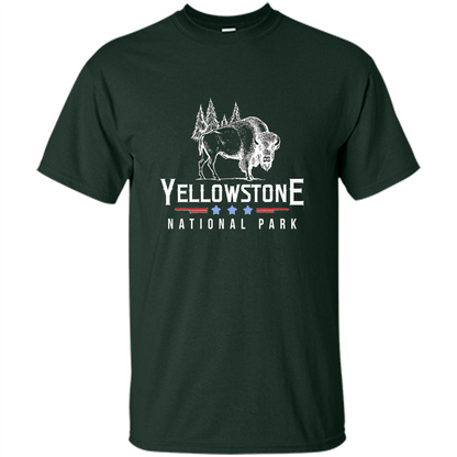 Yellowstone National Park Wyoming Buffalo T-shirt Forest Green