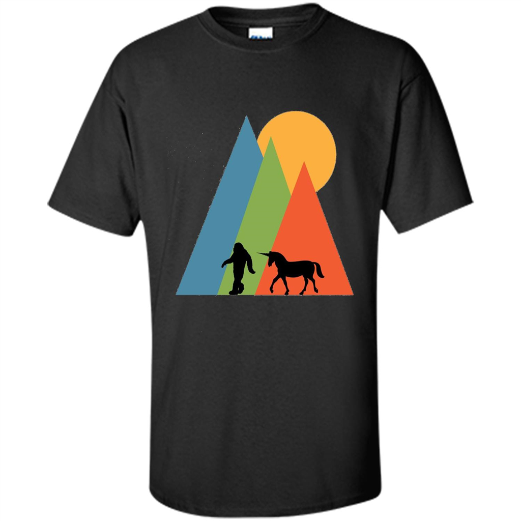 Bigfoot Unicorn Mountain and Sun T-Shirt