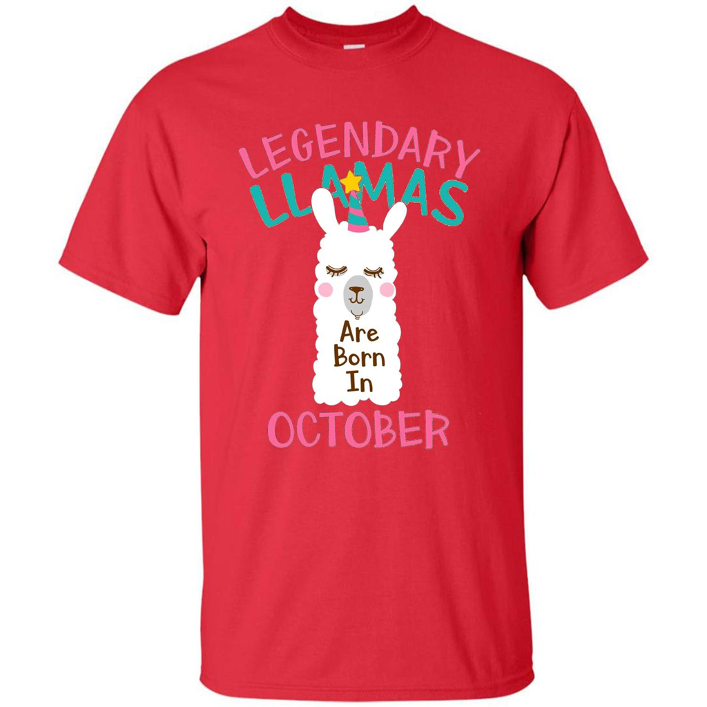 Legendary Llamas Are Born In October T-shirt Red