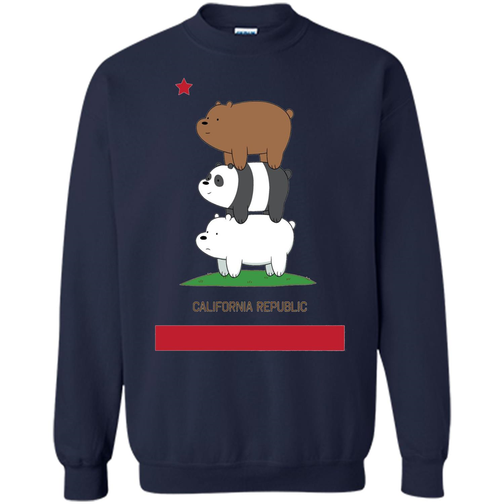 CN We Bare Bears California Flag Stack T-shirt Navy