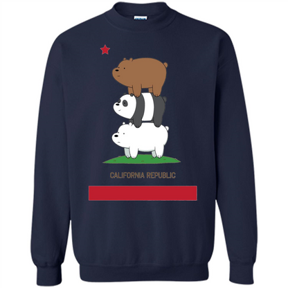 CN We Bare Bears California Flag Stack T-shirt Navy