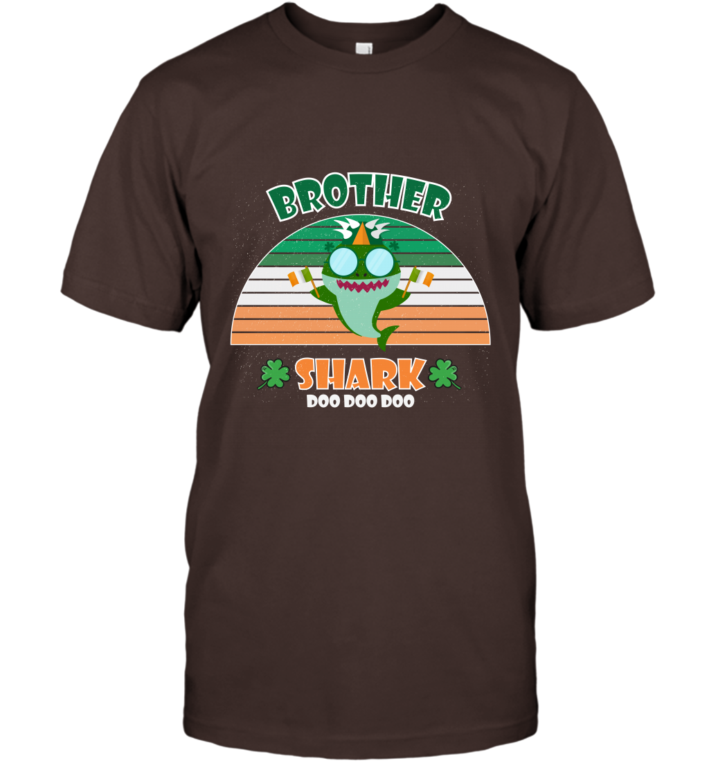 Irish Brother Shark Saint Patricks Day Family Shirt T-Shirt Dark Chocolate